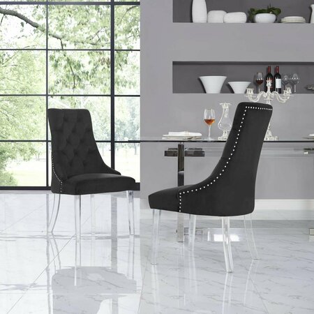 POSH LIVING Colton Velvet Acrylic Leg Dining Chair, Black, 2PK AD53-02BK2-UE